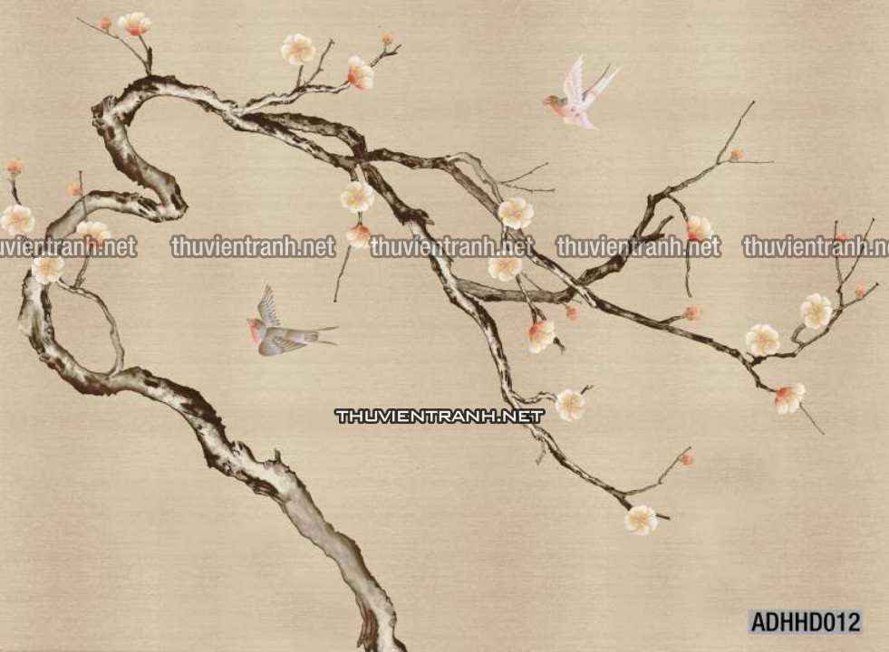 Tranh hoa đào, hoa mộc lan, phong cách trang trí Trung Quốc, Indochiserrie - Kết quả tìm kiếm tranh tường
