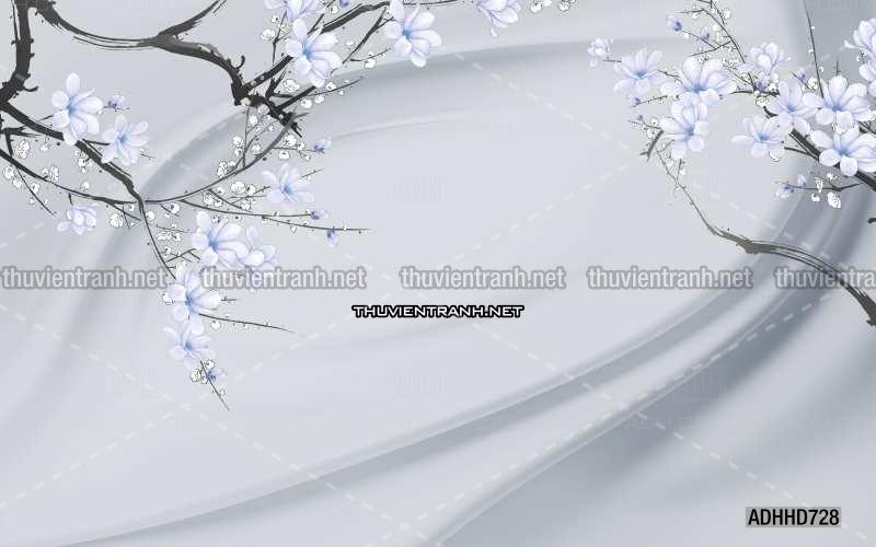 Hoa Đào, Hoa Mộc Lan, phong cách trang trí Chinoiserier, Tranh vẽ hoa Trung Quốc - Tranh tường chất lượng cao