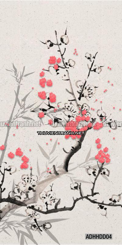 Hoa khổ đứng, hoa đào, hoa mộc lan trang trí (Phong cách Chinoiserier) - Kết quả tìm kiếm tranh tường