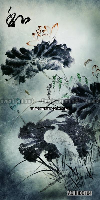  Hoa khổ đứng, hoa đào, hoa mộc lan trang trí (Phong cách Chinoiserier) - Tranh tường chất lượng cao