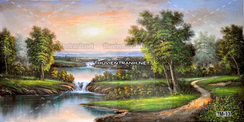 Tranh phong cảnh vẽ tay Trung Quốc, Thủy mặc, Màu nước, Tranh khổ rộng, tranh sơn thủy - Tranh tường chất lượng cao