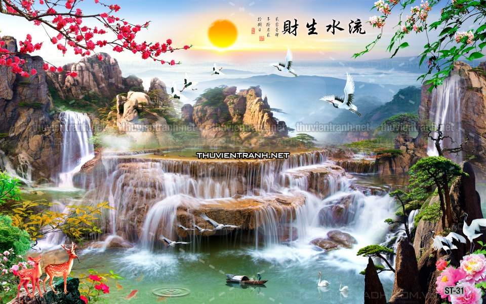 TRANH SƠN THỦY HỮU TÌNH, TRANH PHONG CẢNH SÔNG NÚI, TRUNG QUỐC - Tranh tường chất lượng cao