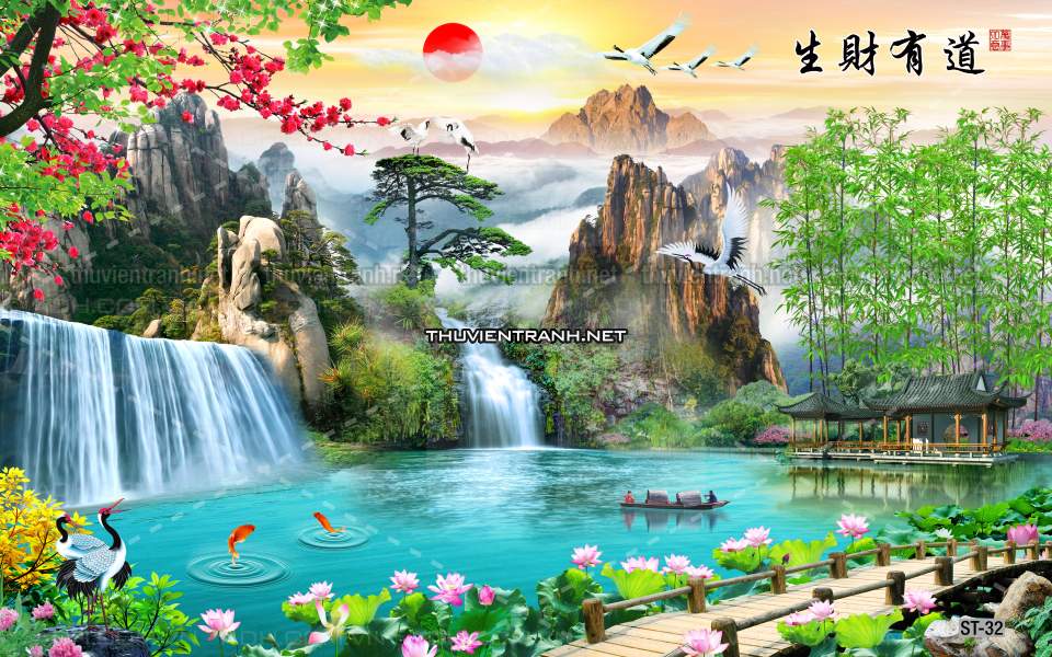 TRANH SƠN THỦY HỮU TÌNH, TRANH PHONG CẢNH SÔNG NÚI, TRUNG QUỐC - Tranh tường chất lượng cao