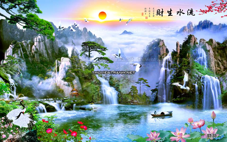 TRANH SƠN THỦY HỮU TÌNH, TRANH PHONG CẢNH SÔNG NÚI, TRUNG QUỐC - Tranh tường chất lượng cao