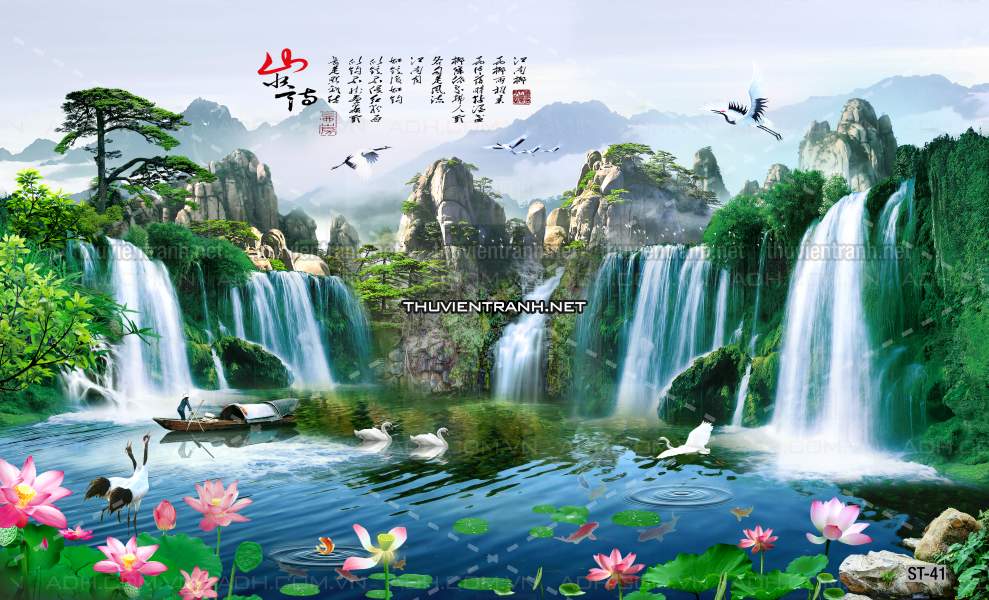 TRANH SƠN THỦY HỮU TÌNH, TRANH PHONG CẢNH SÔNG NÚI, TRUNG QUỐC - Tranh tường chất lượng cao