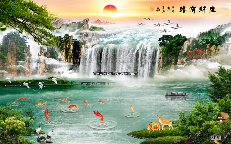 TRANH SƠN THỦY HỮU TÌNH, TRANH PHONG CẢNH SÔNG NÚI, TRUNG QUỐC - Tranh tường chất lượng cao
