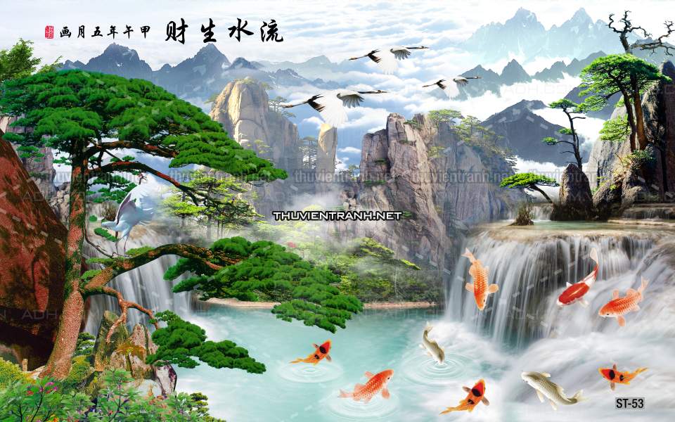 TRANH SƠN THỦY HỮU TÌNH, TRANH PHONG CẢNH SÔNG NÚI, TRUNG QUỐC - Tranh tường chất lượng cao