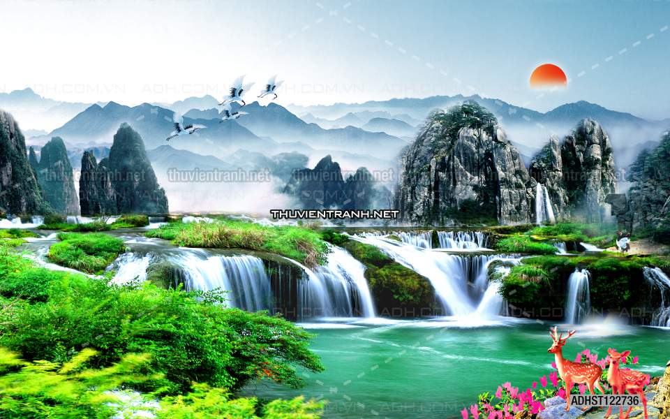 TRANH SƠN THỦY HỮU TÌNH, TRANH PHONG CẢNH SÔNG NÚI, TRUNG QUỐC - Tranh tường chất lượng cao