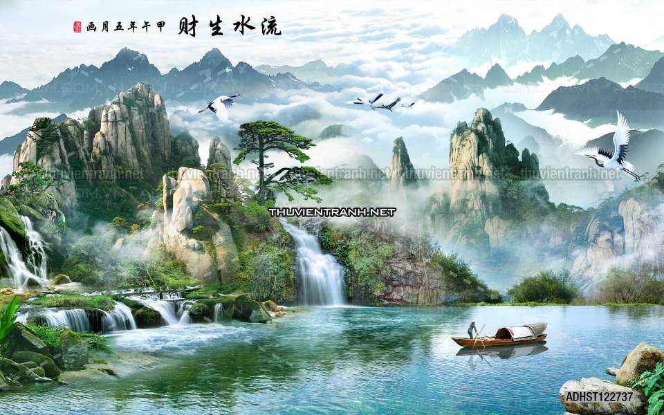 TRANH SƠN THỦY HỮU TÌNH, TRANH PHONG CẢNH SÔNG NÚI, TRUNG QUỐC - Tranh tường chất lượng cao