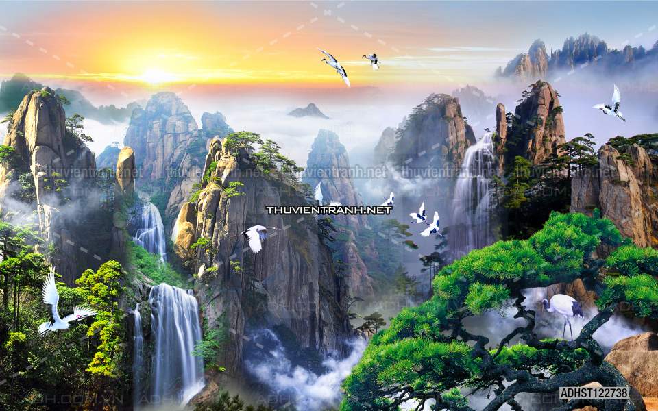 TRANH SƠN THỦY HỮU TÌNH, TRANH PHONG CẢNH SÔNG NÚI, TRUNG QUỐC - Tranh tường chất lượng cao
