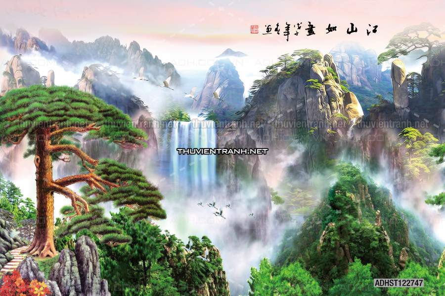 TRANH SƠN THỦY HỮU TÌNH, TRANH PHONG CẢNH SÔNG NÚI, TRUNG QUỐC - Tranh tường chất lượng cao