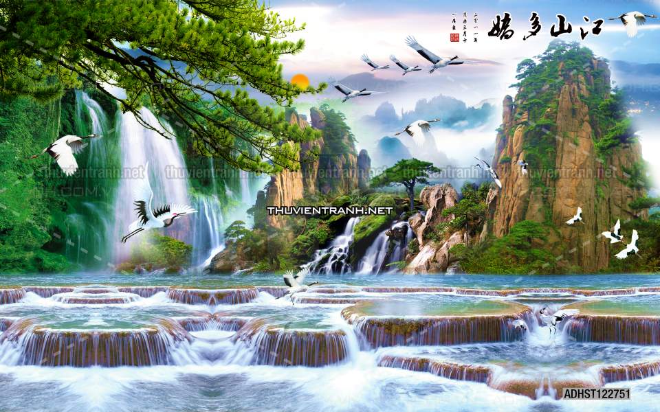 TRANH SƠN THỦY HỮU TÌNH, TRANH PHONG CẢNH SÔNG NÚI, TRUNG QUỐC - Tranh tường chất lượng cao
