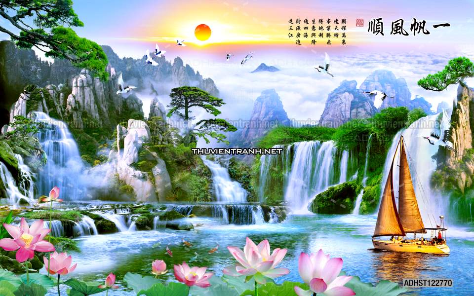 TRANH SƠN THỦY HỮU TÌNH, TRANH PHONG CẢNH SÔNG NÚI, TRUNG QUỐC - Tranh tường chất lượng cao