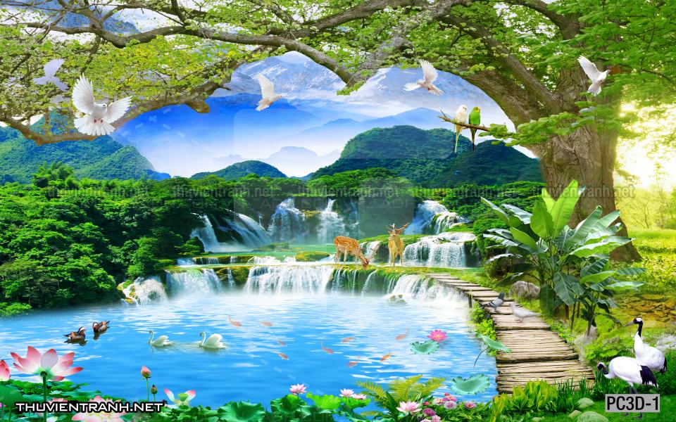 Tranh Phong cảnh 3D, Tranh phong cảnh hữu tình, phong cảnh đẹp - Tranh tường chất lượng cao