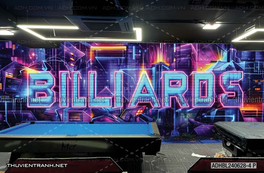 Tranh chữ  Billiards 3D, trang trí quán bi-a - Tranh tường chất lượng cao