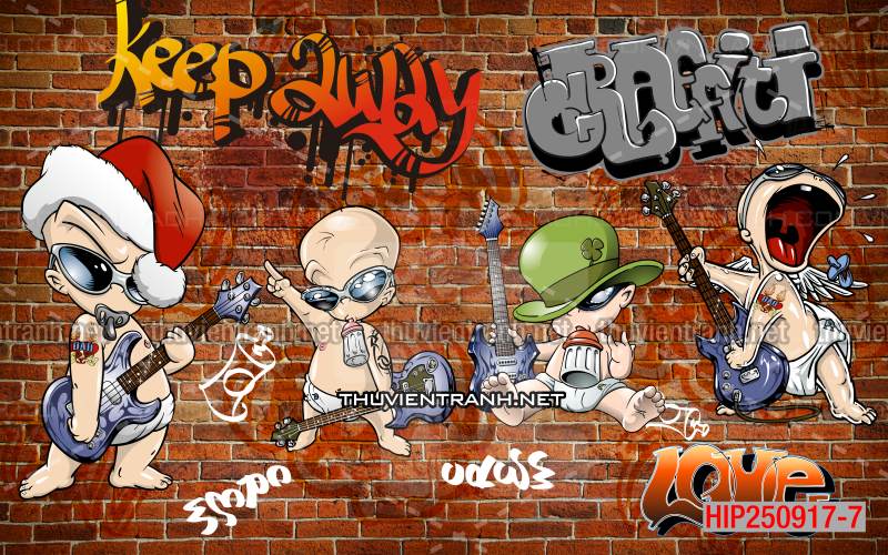 Tranh dán tường phong cách trẻ trung, ngộ nghĩnh, Hip[hop, Hipter - Tranh tường chất lượng cao