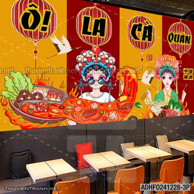 Tranh dán tường Quán ăn vặt, mỳ cay, lẩu nướng hiện đại - Kết quả tìm kiếm tranh tường