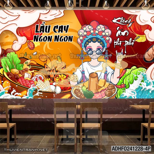 Tranh dán tường Quán ăn vặt, mỳ cay, lẩu nướng hiện đại - Kết quả tìm kiếm tranh tường