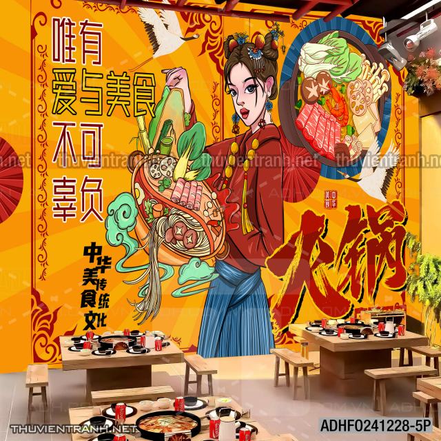 Tranh dán tường Quán ăn vặt, mỳ cay, lẩu nướng hiện đại - Kết quả tìm kiếm tranh tường