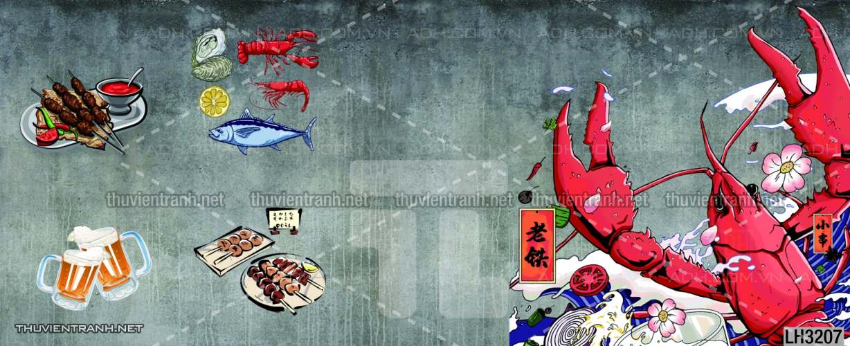 Tranh dán tường  Quán ăn Hải sản - Kết quả tìm kiếm tranh tường