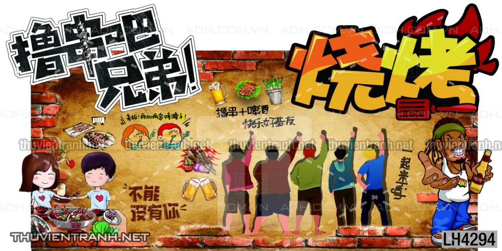 Tranh dán tường quán Lẩu nướng, bia hơi, quán nhậu - Kết quả tìm kiếm tranh tường