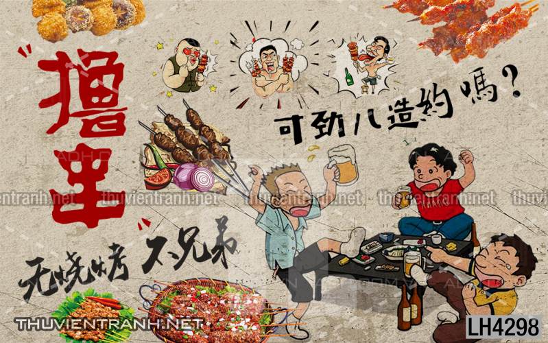 Tranh dán tường quán Lẩu nướng, bia hơi, quán nhậu - Kết quả tìm kiếm tranh tường