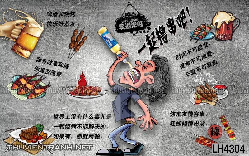 Tranh dán tường quán Lẩu nướng, bia hơi, quán nhậu - Kết quả tìm kiếm tranh tường