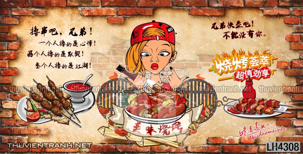Tranh dán tường quán Lẩu nướng, bia hơi, quán nhậu - Kết quả tìm kiếm tranh tường