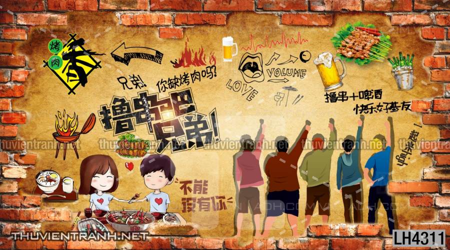 Tranh dán tường quán Lẩu nướng, bia hơi, quán nhậu - Kết quả tìm kiếm tranh tường