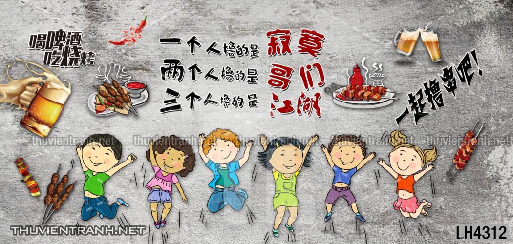 Tranh dán tường quán Lẩu nướng, bia hơi, quán nhậu - Kết quả tìm kiếm tranh tường