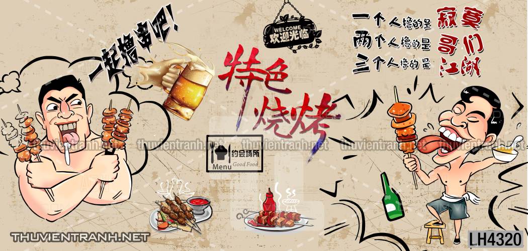 Tranh dán tường quán Lẩu nướng, bia hơi, quán nhậu - Kết quả tìm kiếm tranh tường