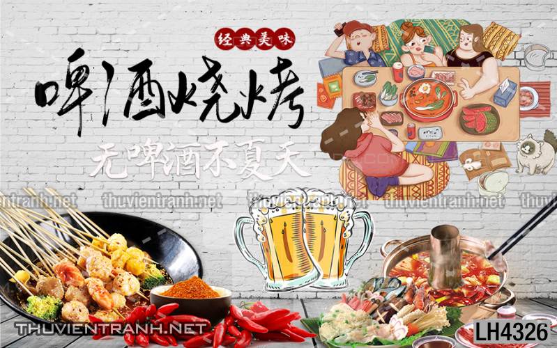Tranh dán tường quán Lẩu nướng, bia hơi, quán nhậu - Kết quả tìm kiếm tranh tường