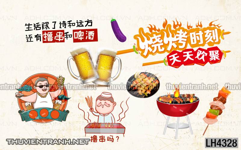 Tranh dán tường quán Lẩu nướng, bia hơi, quán nhậu - Kết quả tìm kiếm tranh tường