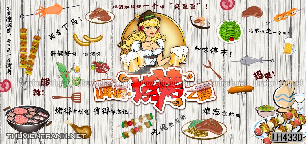 Tranh dán tường quán Lẩu nướng, bia hơi, quán nhậu - Kết quả tìm kiếm tranh tường