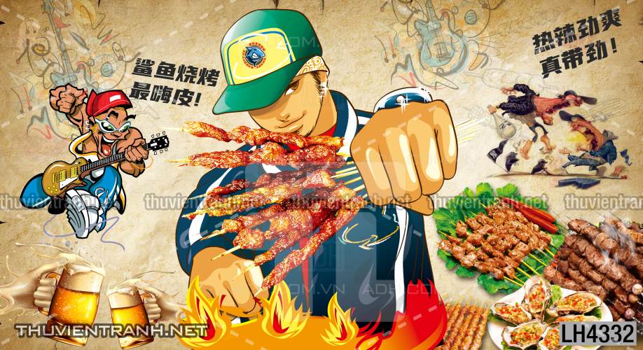 Tranh dán tường quán Lẩu nướng, bia hơi, quán nhậu - Kết quả tìm kiếm tranh tường