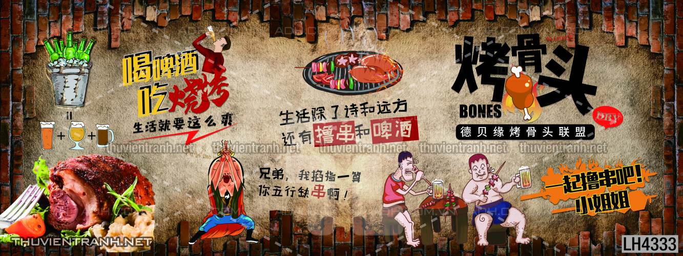 Tranh dán tường quán Lẩu nướng, bia hơi, quán nhậu - Kết quả tìm kiếm tranh tường