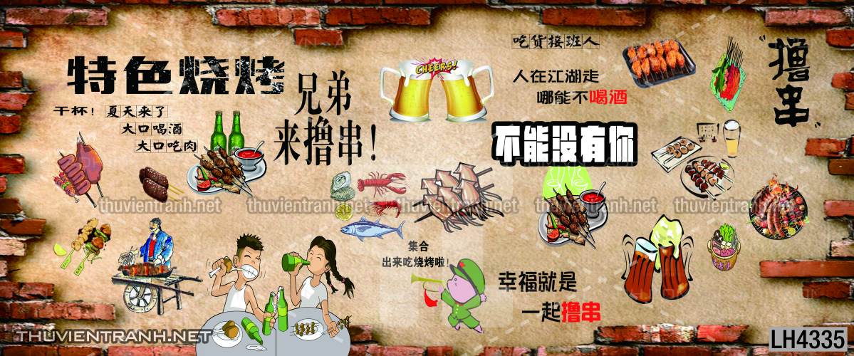 Tranh dán tường quán Lẩu nướng, bia hơi, quán nhậu - Kết quả tìm kiếm tranh tường
