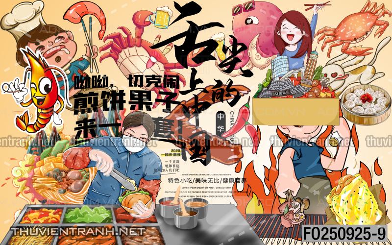 Tranh dán tường quán ăn vặt, lẩu nướng - Kết quả tìm kiếm tranh tường