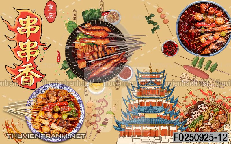 Tranh dán tường quán ăn vặt, lẩu nướng - Kết quả tìm kiếm tranh tường