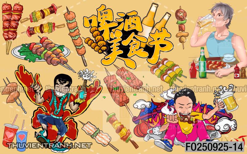 Tranh dán tường quán ăn vặt, lẩu nướng - Kết quả tìm kiếm tranh tường
