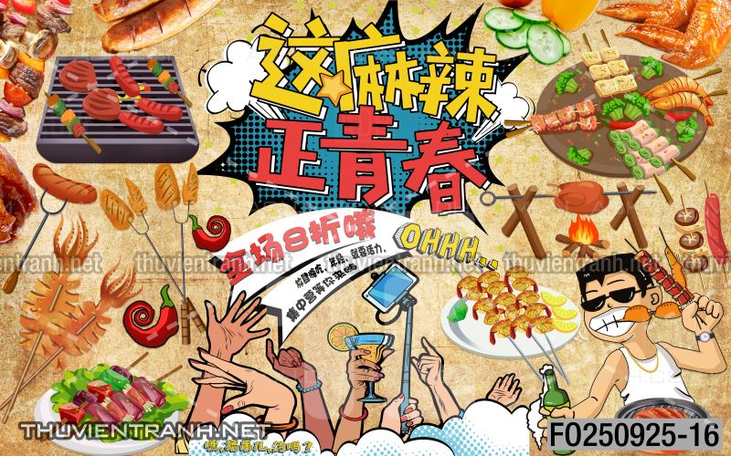 Tranh dán tường quán ăn vặt, lẩu nướng - Kết quả tìm kiếm tranh tường