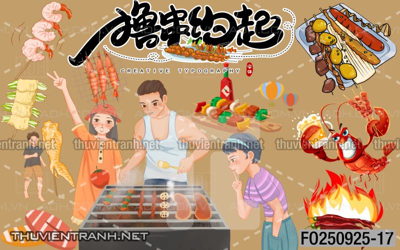 Tranh dán tường quán ăn vặt, lẩu nướng - Kết quả tìm kiếm tranh tường