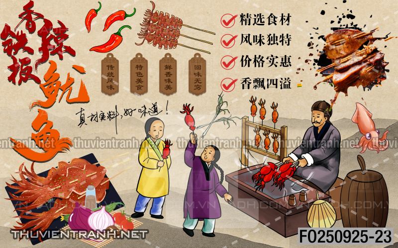 Tranh dán tường quán ăn vặt, lẩu nướng - Kết quả tìm kiếm tranh tường
