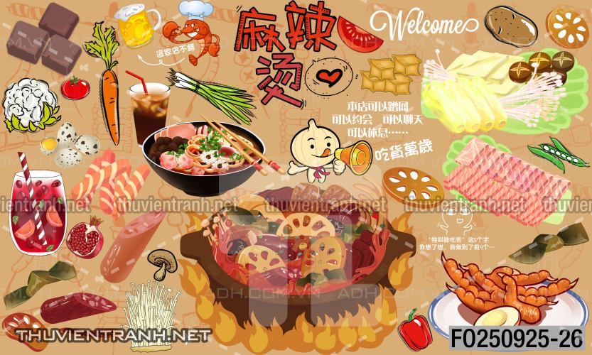 Tranh dán tường quán ăn vặt, lẩu nướng - Kết quả tìm kiếm tranh tường