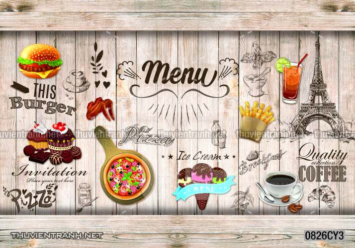 Tranh dán tường quán ăn Vặt, Pizza - Kết quả tìm kiếm tranh tường