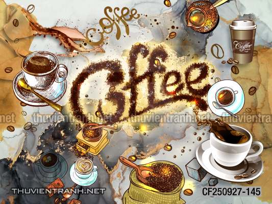 Tranh dán tường Quán Cafe - Tranh tường chất lượng cao