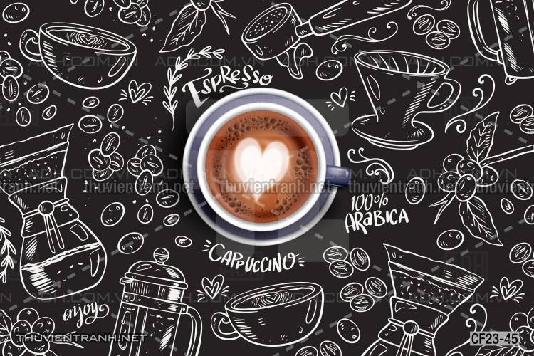  Tranh dán tường Cafe, tranh dán tường quán cafe - Tranh tường chất lượng cao