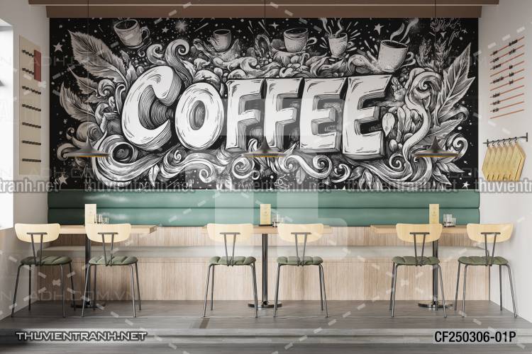  Tranh dán tường Cafe, tranh dán tường chữ Cafe - Tranh tường chất lượng cao