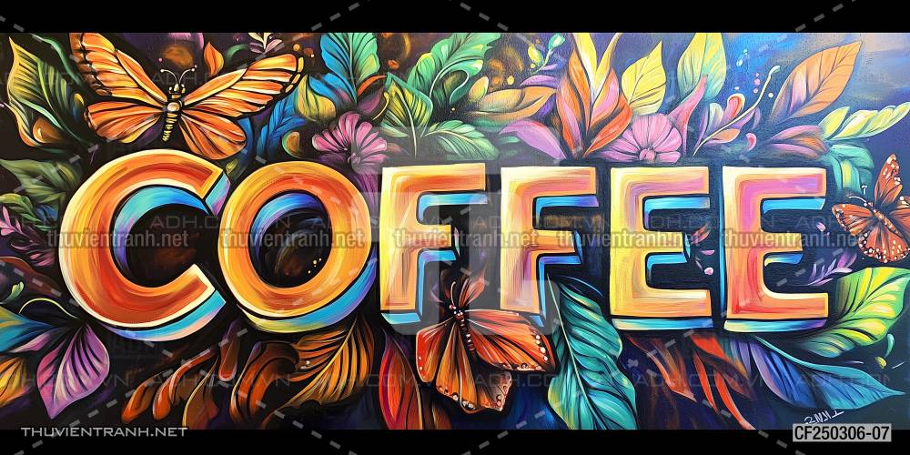  Tranh dán tường Cafe, tranh dán tường chữ Cafe - Tranh tường chất lượng cao