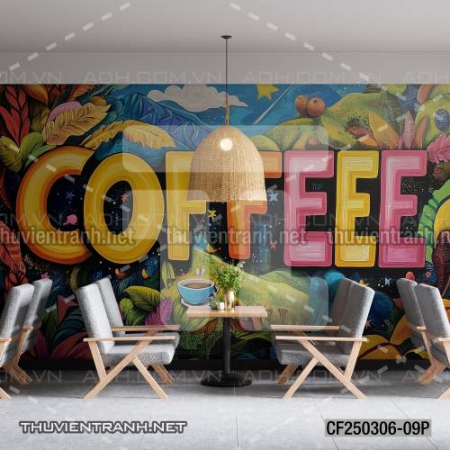  Tranh dán tường Cafe, tranh dán tường chữ Cafe - Tranh tường chất lượng cao